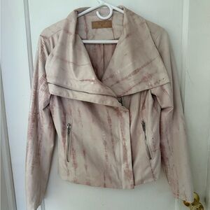 Blank NYC Light Pink Tie-Dye Faux Sid Suede Jacket